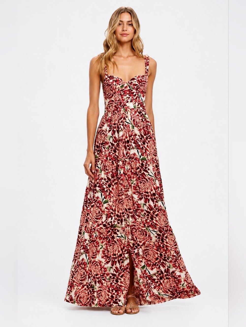 Agua Bendita Dunna Blare 7622 Bustier Floral Maxi Long Dress Women's Small